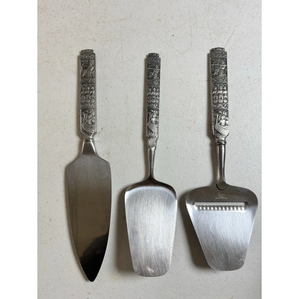 Spar Norway Stainless 18/8 w/ Pewter Handles Cheese Plane Pie & Cake Servers (3)